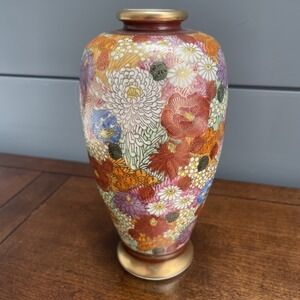 Antique Japanese Satsuma Thousand Flowers Vase Meiji Period Signed BEAUTIFUL!!